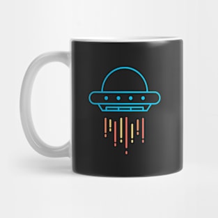 Neon Blue UFO Flying Saucer T-Shirt Mug